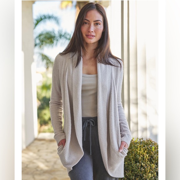 Barefoot Dreams CozyChic Lite Waffle Cocoon Cardigan - Super Soft Sweater For Travel & Everyday Wear